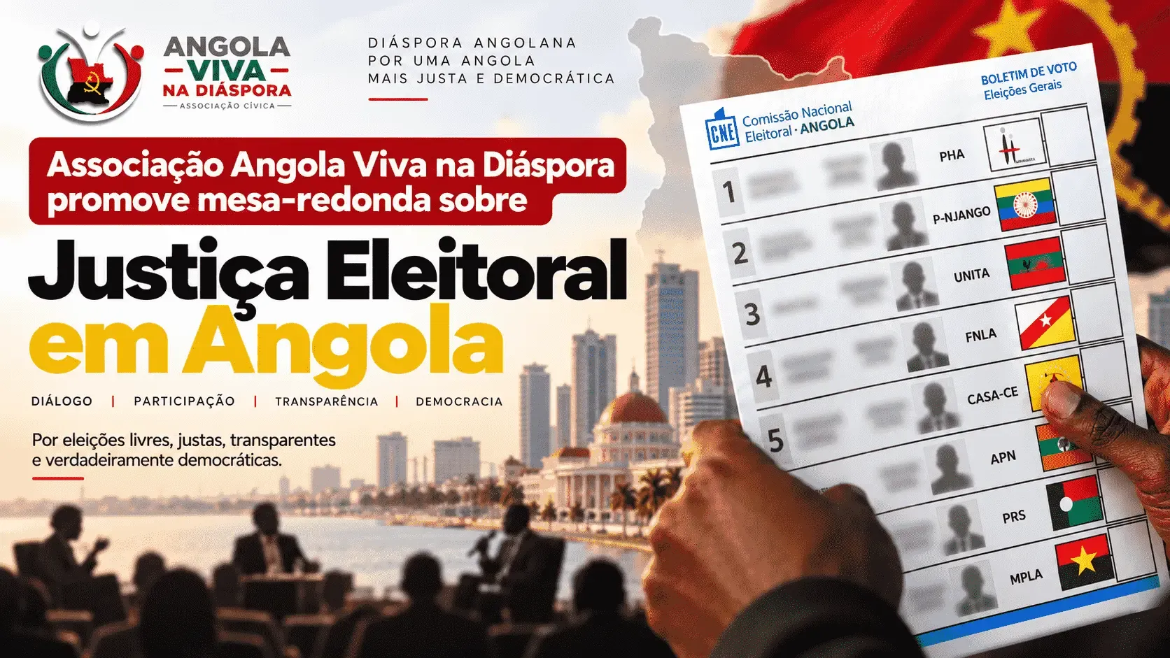 Lisboa acolhe mesa-redonda sobre justiça eleitoral em Angola com participação da diáspora